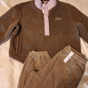 PINK Victoria's Secret Brown and Pink Teddy Pullover. Pants Not Included.